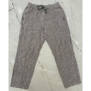 NWOT Athleta Women High Rise Retreat Linen Ankle Pants Tan Sz M Zipper Pocket 99